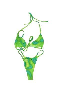 Outcast Tiedye Triangle Bikini Set in Green